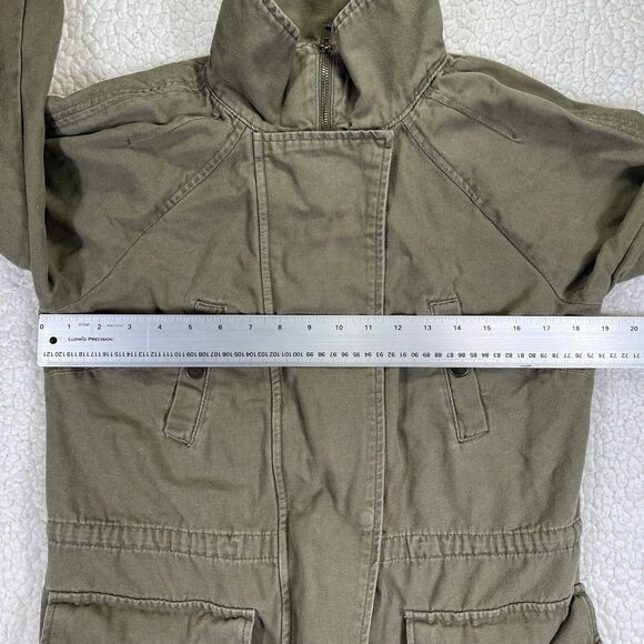 Matty M Womens Utility Field Jacket Green Cotton Size Small Zip Pockets Military - Picture 10 of 11